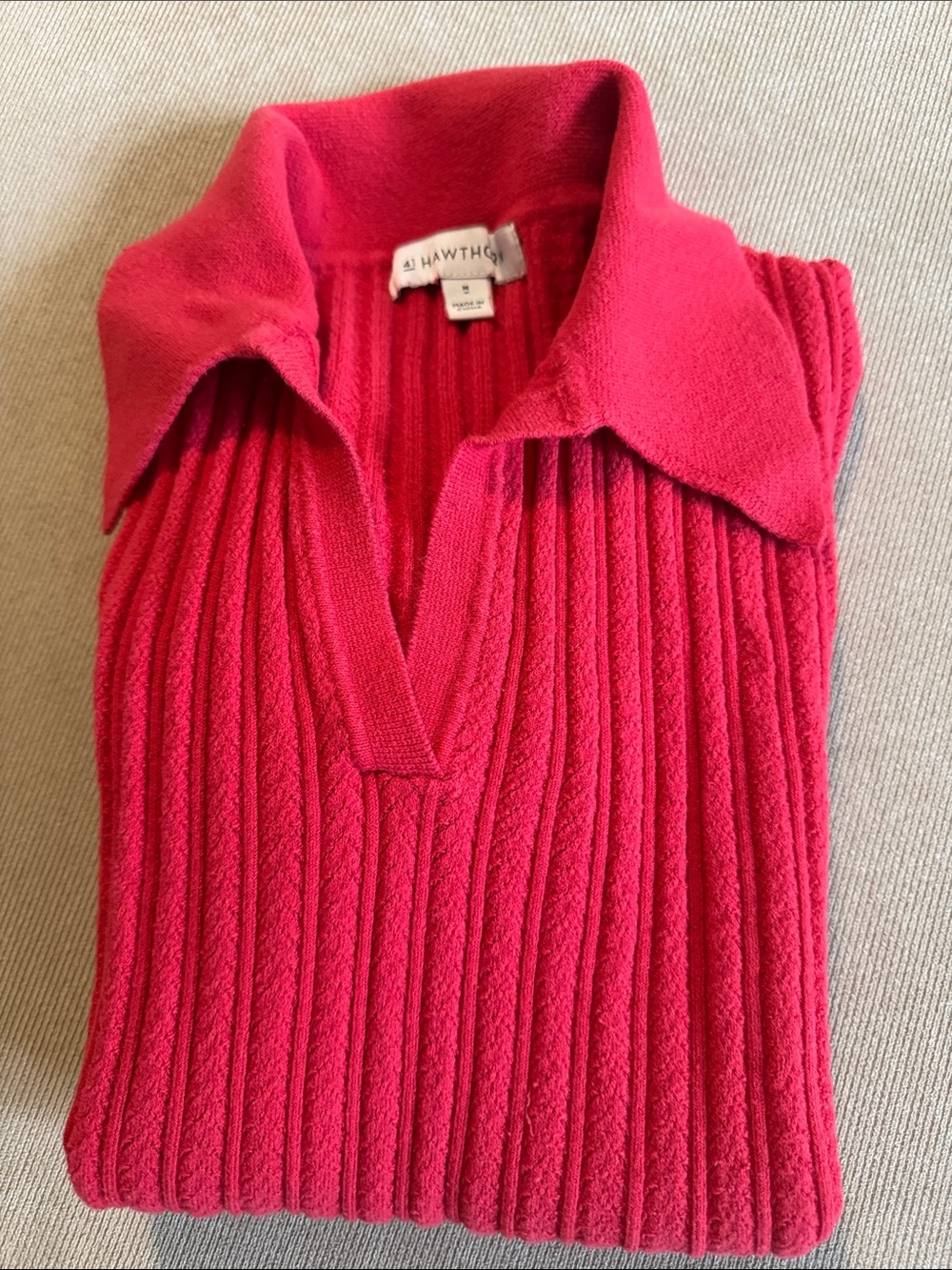 41 Hawthorn Raspberry Ribbed V-Neck Sweater